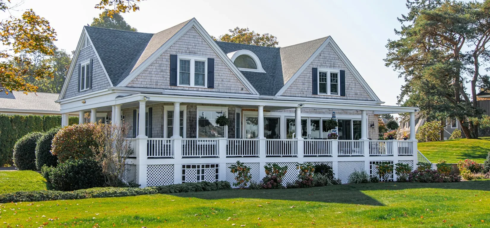 A clean residential home exterior after power washing